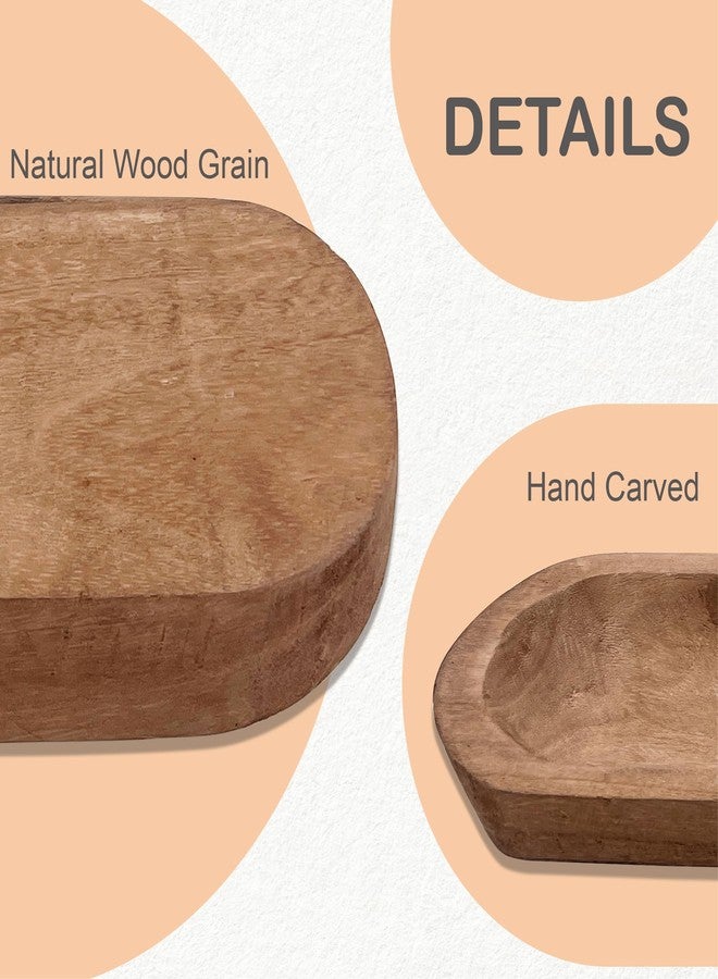 MOLADRI 17 Inch Wooden Dough Bowls Decorative，Unique Centerpiece Bowl, Rustic Long Wood Bowl with Hand Carved for Table Centerpiece Decor, Farmhouse Boho Rustic Style Home Decor (17" x 5" x 2" Brown) - Image 3